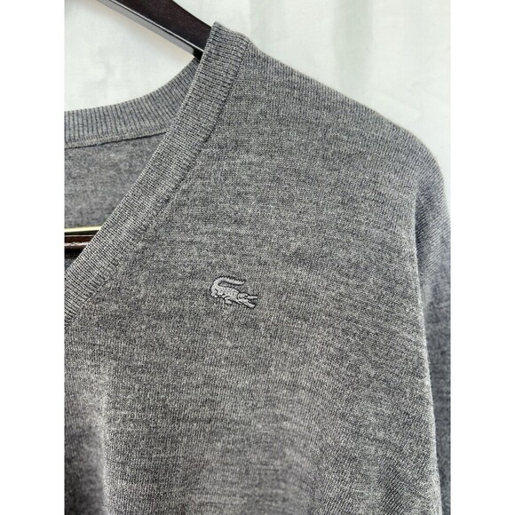 VTG 80s The Lacoste Club V-Neck Pullover Sweater Wool Blend Gray Men’s Size XL - Picture 4 of 7